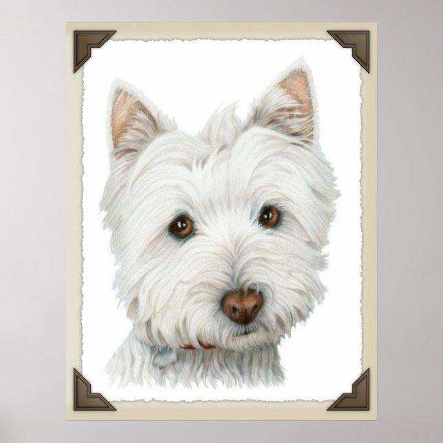 Impresión de perro blanco (Frente)