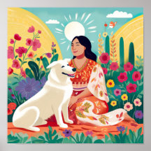 Impresión de perros de amor para sí mismos, mujer
