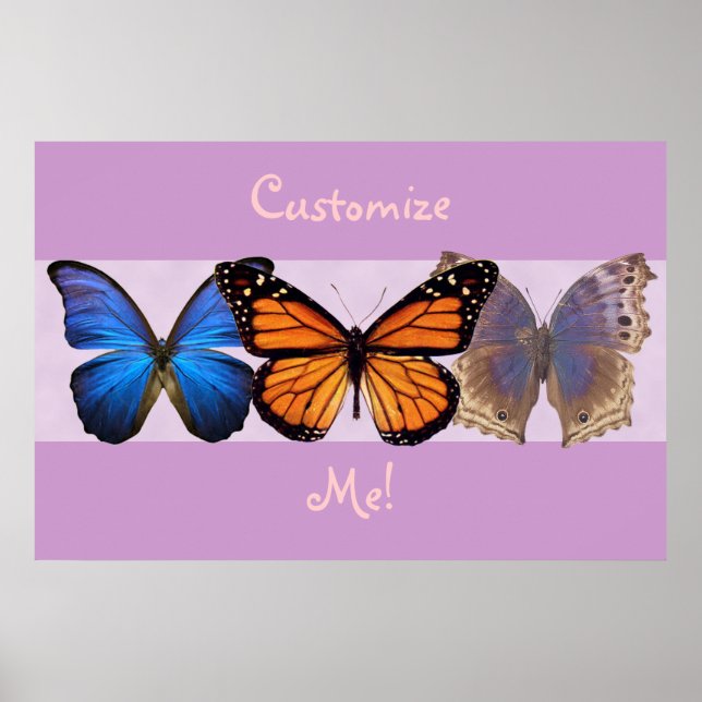 Impresión de Personalizables de mariposas de tres  (Frente)