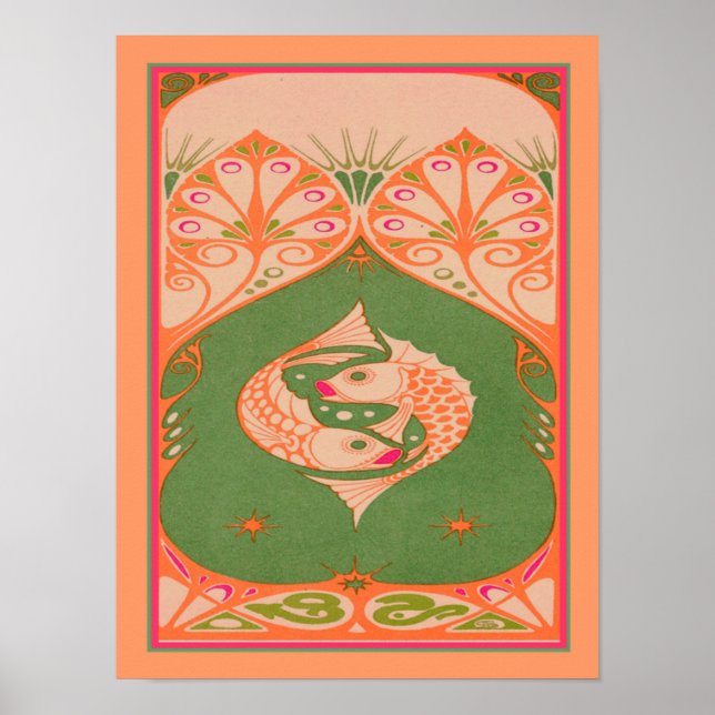 Impresión de pescado Art Nouveau (Frente)
