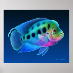 Impresión de pescado de Cichlid Flowerhorn