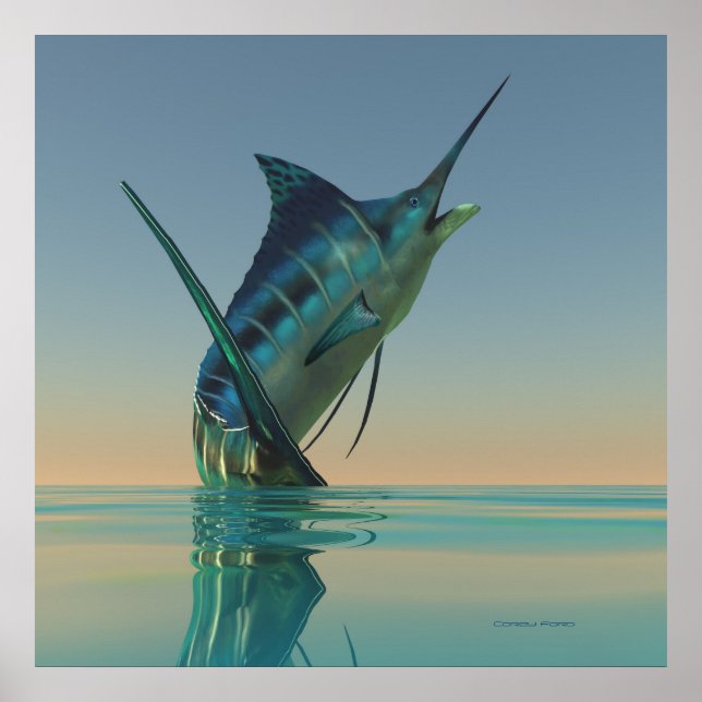 Impresión de pescado deportivo de Marlin (Frente)