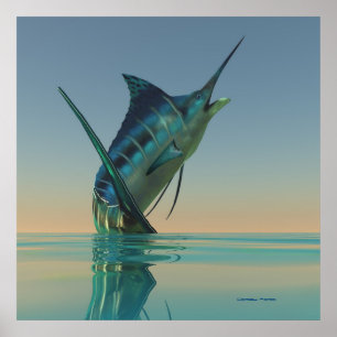 Impresión de pescado deportivo Marlin