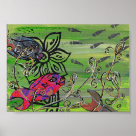 Impresión de pescado en mosaico