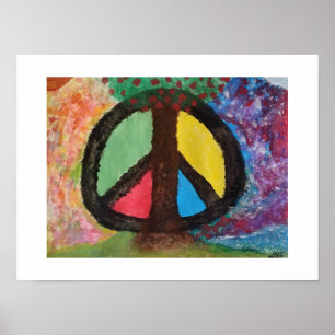 Impresión de pintura abstracta del árbol de la paz