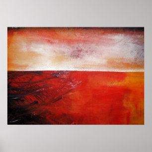 Impresión de pintura abstracta en lienzo rojo mode