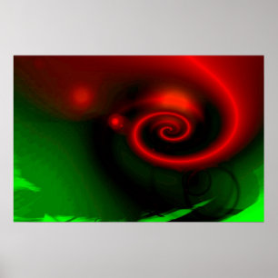 Impresión de pintura abstracta verde rojo - Poster
