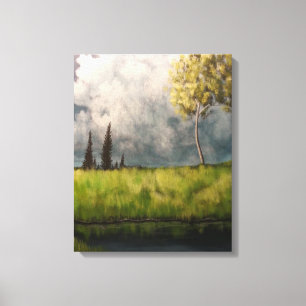 Impresión de pintura acrílica de paisajes de campo