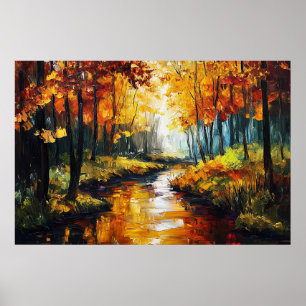 Impresión de pintura al óleo de abrazar del otoño 