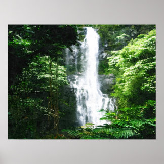 Impresión de pintura al óleo de cascada de Hawái