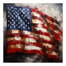 Impresión de pintura al óleo de la bandera estadou