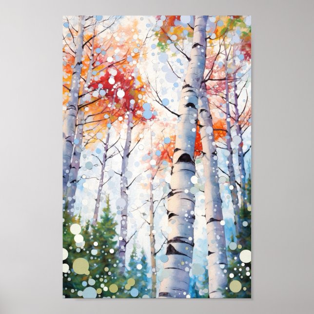 Impresión de pintura de acuarela de bosque (Frente)