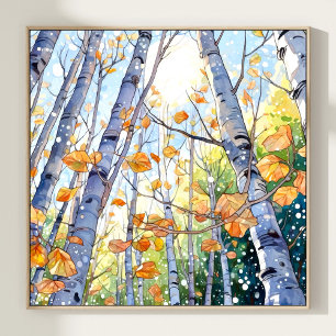 Impresión de pintura de acuarela de bosque