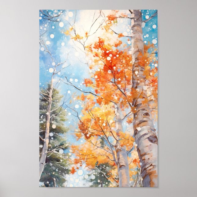 Impresión de pintura de acuarela de bosque (Frente)