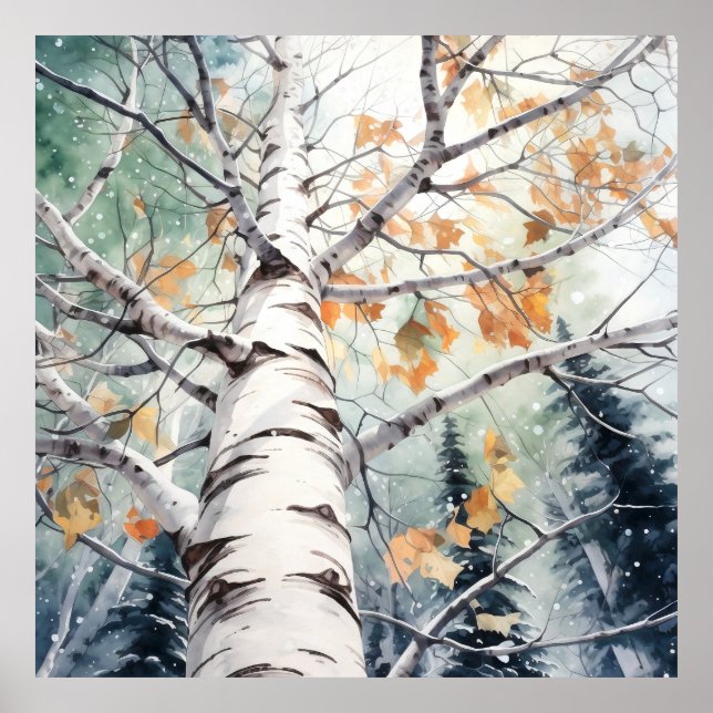 Impresión de pintura de acuarela de bosque (Frente)