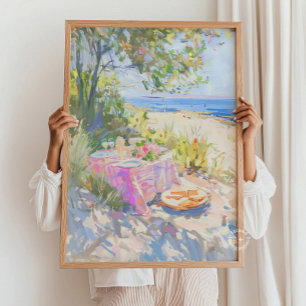 Impresión de pintura de picnic de verano costero