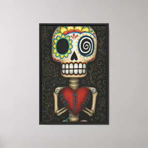 Impresión de pintura de tela de cráneo de azucar c