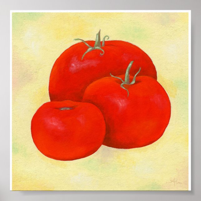 Impresión de pintura de tres tomates (Frente)
