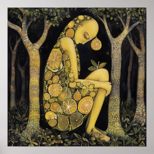 Impresión de pintura decorativa de limón