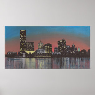 Impresión de pintura del horizonte de Milwaukee