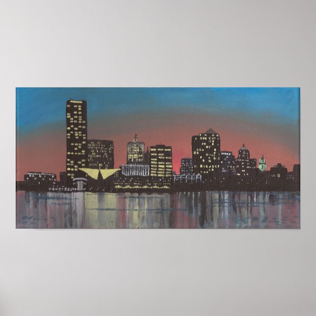 Impresión de pintura del horizonte de Milwaukee (Frente)