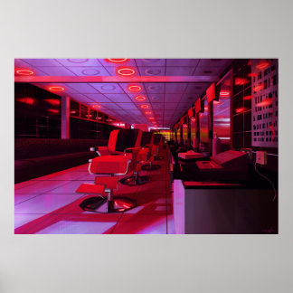 Impresión de pintura digital de barbería neon