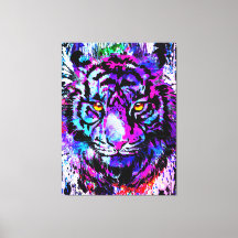 Impresión de pintura retrato de cabeza de tigre pú