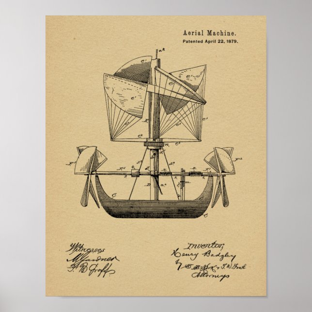 Impresión de planos de patentes de aviones de aero (Frente)