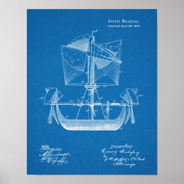 Impresión de planos de patentes de aviones de aero (Frente)