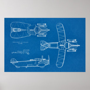 Impresión de planos de patentes de aviones de auto