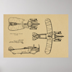 Impresión de planos de patentes de aviones de auto