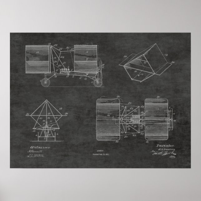 Impresión de planos de patentes de aviones de la m (Frente)