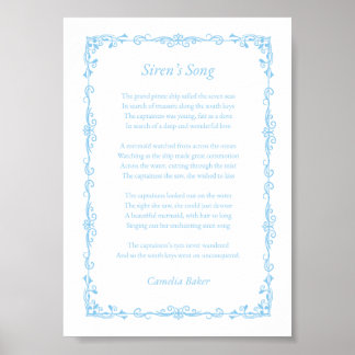 Impresión de poema de la canción de la Sirena