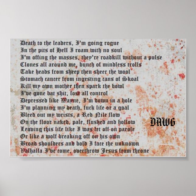 Impresión de poema Gogue Rogue (Frente)