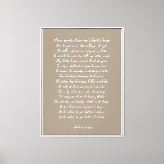 Impresión de poema personalizado en lienzo neutro