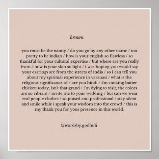 Impresión de poesía "marrón"