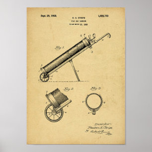Impresión de portaequipajes de golf Vintage 1925