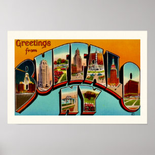 Impresión de postal antigua de Búfalo Nueva York
