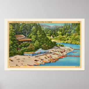 Impresión de postal antigua de la playa del río Ru
