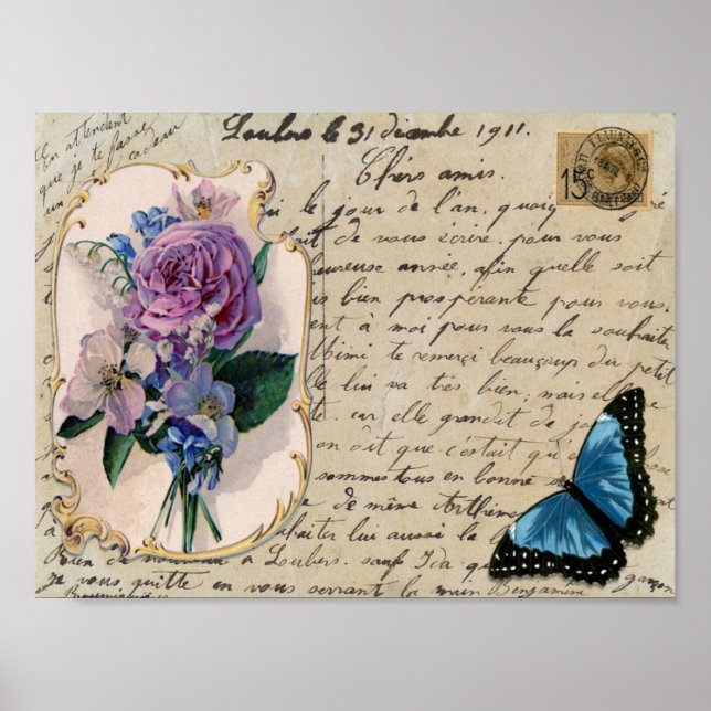 Impresión de postal francesa vintage (Frente)