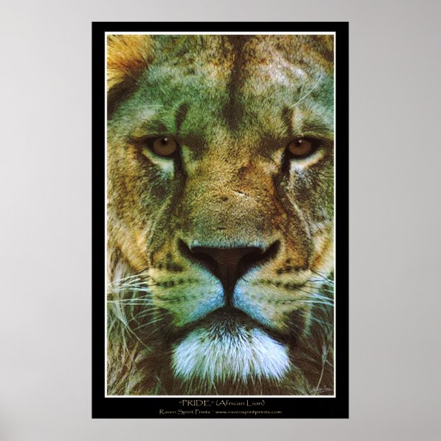 Impresión de Poster africano de leones "ORGULLO" (Frente)