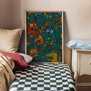 Impresión de Poster artístico de Monster Chaos Fun