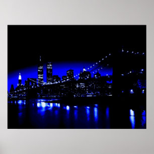 Impresión de Poster azul de Nueva York
