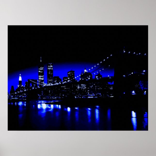Impresión de Poster azul de Nueva York (Frente)