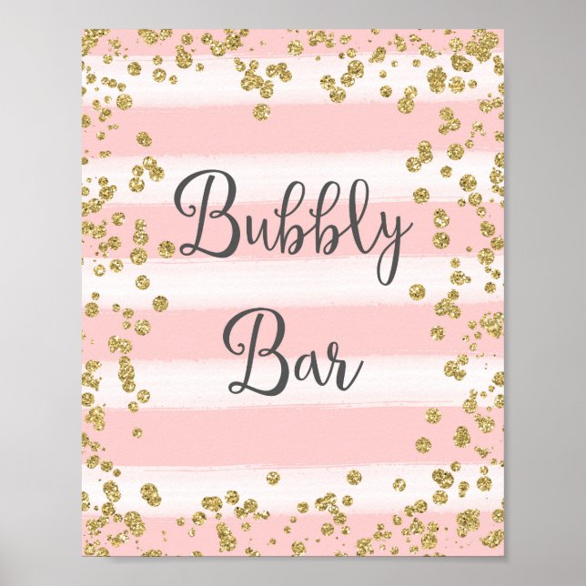 Impresión de Poster Boda de barra de burbujas rosa (Frente)