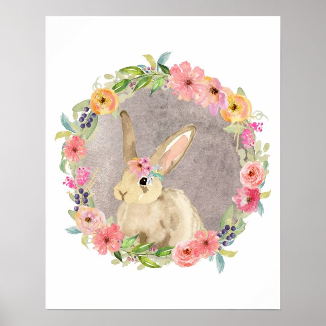 Impresión de Poster Boho Bunny Rabbit Woodland Nur (Frente)