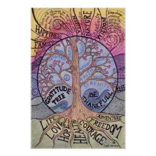 Impresión de Poster con brillo de árbol de Gratitu