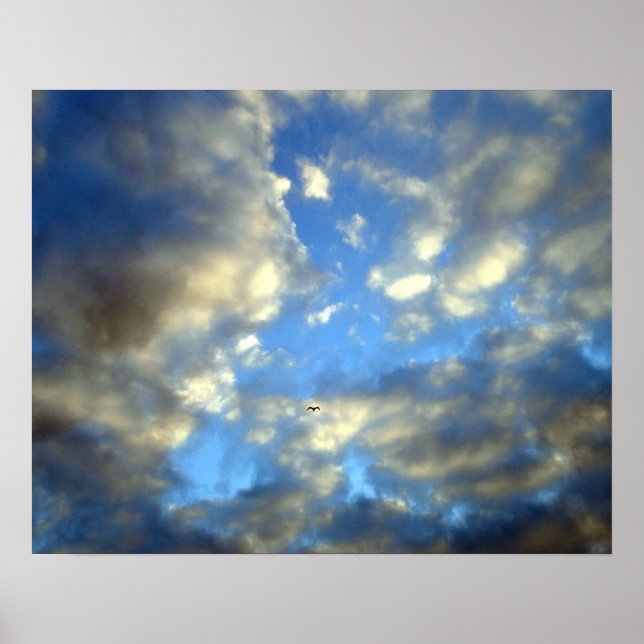 Impresión de Poster con cielo azul nublado (Frente)
