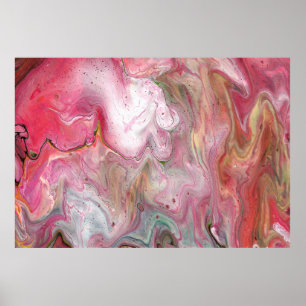 Impresión de Poster de abstración verde rosa suave