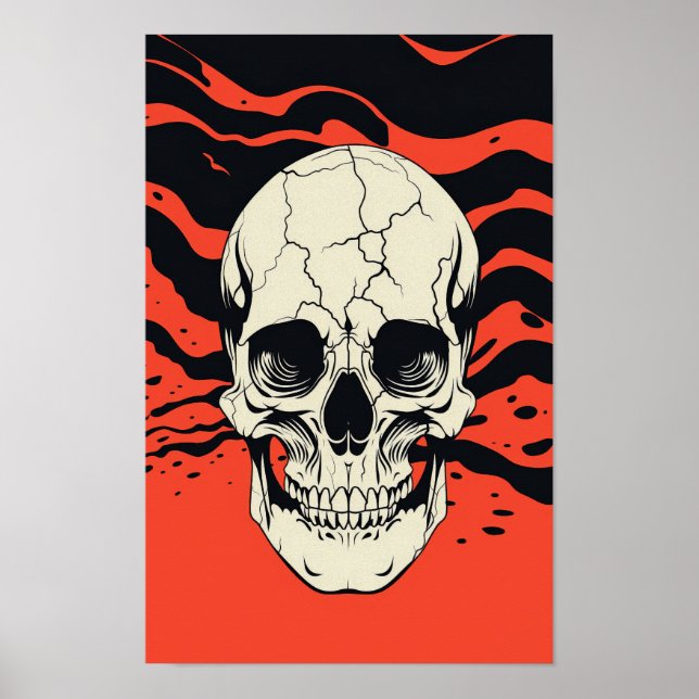 Impresión de Poster de acuarela de ondas oceánicas (Frente)